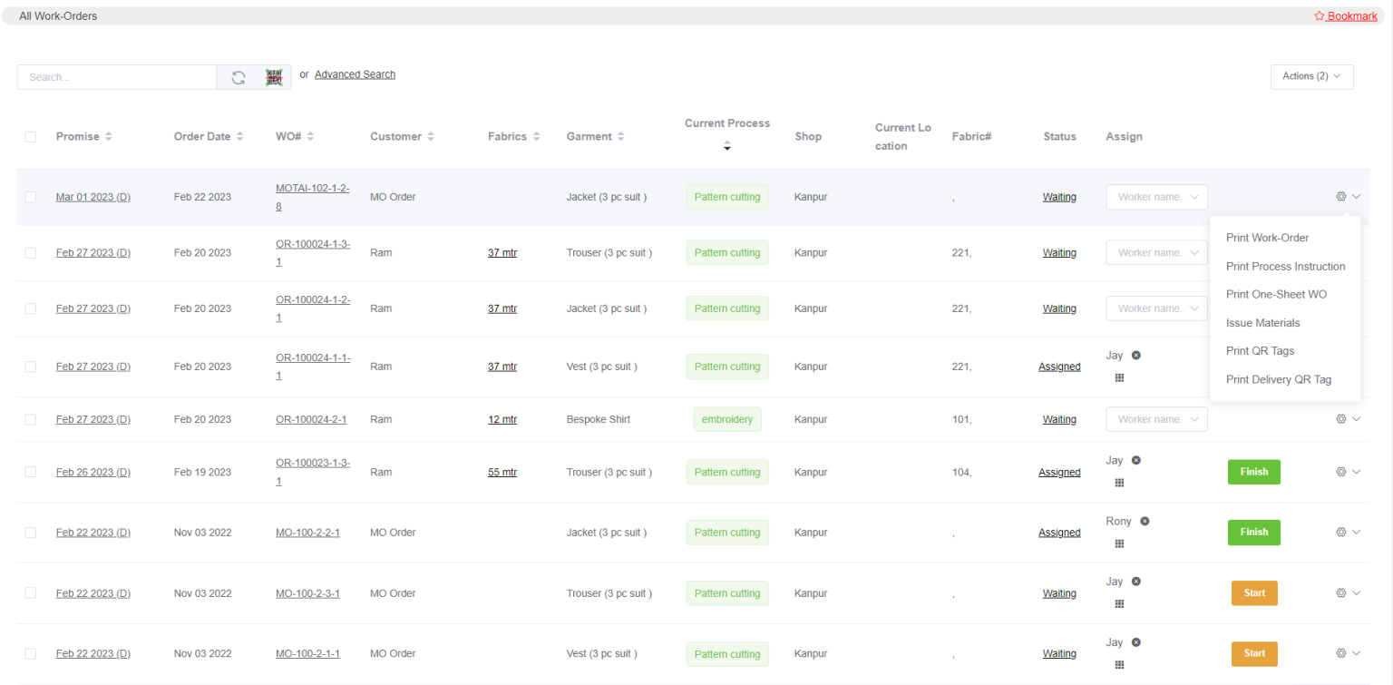 All Work-Orders – EasyTailorApp.com Support