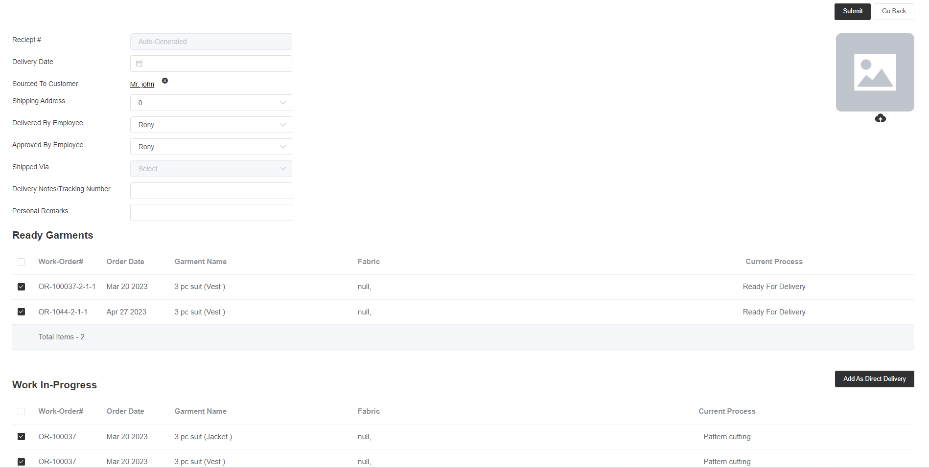 Delivery Receipts Support